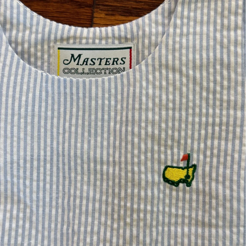 Seersucker Striped Overall with Masters Embroidery - Picture 3 of 3
